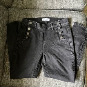 LOFT modern skinny, size 6P, black jeans with button detail on front